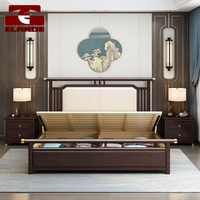 Lit double king en bois massif, 1.8m, mobilier de luxe moderne et souple au dos, nouveau modèle, chinois