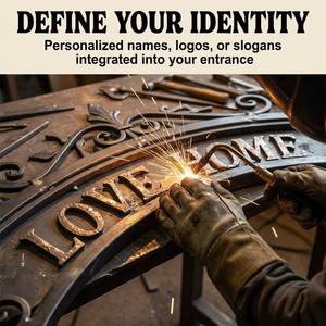 <span class=keywords><strong>Porta</strong></span> <span class=keywords><strong>d</strong></span>'Ingresso in Ferro Battuto Personalizzata con Arco Superiore, Porte Francesi in Acciaio 14-Gauge con Luci Laterali per Villa di Lusso - Product Image 3