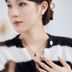 Dylam, el Mejor Regalo para el Día de San Valentín, en Existencia, Joyería Fina, Plata de Ley 925, Collar con Colgante de Circonia Roja Ovalada 5A - Product Image 4