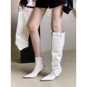 Botas de tacón alto de charol con punta para mujer 2026, con correa de hebilla, estilo caballero, por debajo de la rodilla - Product Image 2