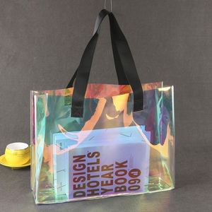 Bolsa de Compras de PVC Holográfica Transparente de Alta Calidad con Diseño de Película Láser Colorida y Logotipo Personalizado - Product Image 2
