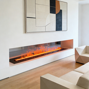 <span class=keywords><strong>Cheminée</strong></span> électrique 3D encastrée de 300 cm, flamme à 64 couleurs RVB, humidificateur à remplissage automatique de taille personnalisée, décoration murale intérieure pour villa - Product Image 2