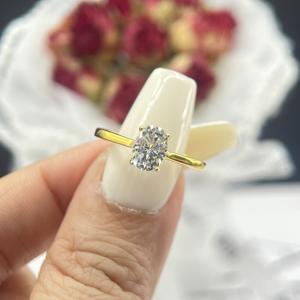 Anillos de promesa de boda de lujo VVS forma de huevo de Paloma ovalada brillante Moissanite S925 joyería de compromiso de plata esterlina para damas - Product Image 2