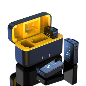 ไมโครโฟนไร้สายแบบพกพาสำหรับมืออาชีพ ขายส่ง 1 ตัวรับ 2 ตัวส่ง พร้อมกล่องชาร์จ ตัดเสียงรบกวน สำหรับการสัมภาษณ์และถ่ายทอดสด - Product Image 2