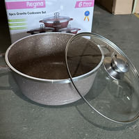 Set Peralatan Masak Granit Berkualitas Tinggi Grosir Meisite, Panci Sup & Kaldu 6pcs Set Peralatan Masak Aluminium Granit