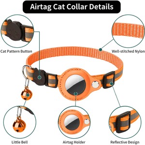 Nouveau <span class=keywords><strong>Collier</strong></span> Réfléchissant Réglable <span class=keywords><strong>pour</strong></span> <span class=keywords><strong>Chat</strong></span> avec Boîtier AirTag et Clochette, Support AirTag, Accessoires <span class=keywords><strong>pour</strong></span> Animaux de Compagnie 2026 - Product Image 2