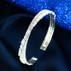 Bruiloft Sieraden Accessoires Bruid Bruidsmeisjes Armbanden Multi-Layer Hand Sieraden Elastische Open Strass Armband - Product Image 3