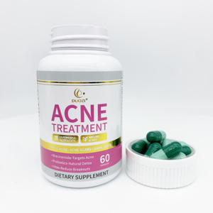 Capsules anti-acné pour adultes certifiées Halal, à base de niacinamide et de probiotiques - Acné cystique, cicatrices d'acné, taches brunes, détoxification naturelle de la peau - Product Image 4