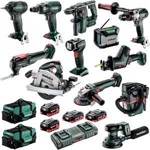 Listo para Enviar, Nuevo y en su Caja Original, Taladro de Impacto Magnético Mini METABOS de 18V y 12 Piezas con Motor sin Escobillas de 6.0AH, Garantía OEM de 3 Años - Product Image 1
