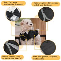 Costume de cérémonie de mariage pour petits chiens et chats, design à nœud papillon et revers, costume de smoking formel noir pour animaux de compagnie