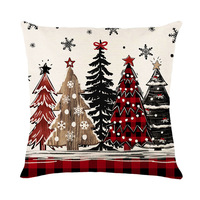 Housses de coussin de Noël 2026, motifs festifs de Noël à carreaux, flocons de neige, sapins et gnomes pour la décoration de la maison en période des fêtes