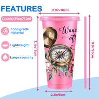Gobelet en plastique de 24 oz avec paille, réutilisable, sans BPA, anti-fuite, avec logo personnalisé, idéal pour les enfants, les enseignants, les fêtes de remise de diplômes