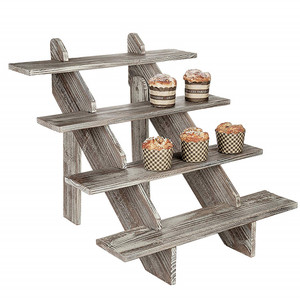 Tầng Hầm 4-Tier Rustic Torched Bán Lẻ Bánh Gỗ Đứng Và Hiển Thị Rủi Ro - Product Image 2