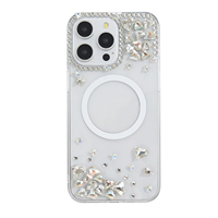 Coque de téléphone KINGSOUL magnétique sans fil en TPU+PC+verre avec strass scintillants et pierres précieuses à clipser pour iPhone 14/15/16/17 Pro Max