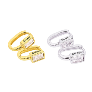 Orecchini a Cerchio Dorati con Cristalli e Strass, Incastonatura Geometrica, Gioielli Minimalisti Unisex per Uso Quotidiano - Product Image 1