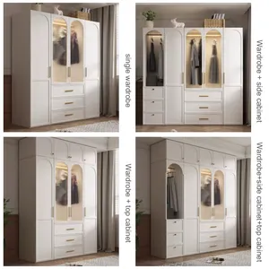 Lemari kombinasi pakaian furnitur kamar tidur tahan lama lemari kabinet kayu Organizer lemari baju Modern