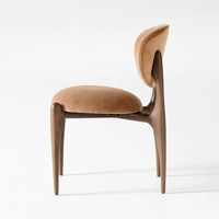 Chaises de salle à manger en velours marron, structure en bois massif, contemporaines pour la maison et l'usage commercial