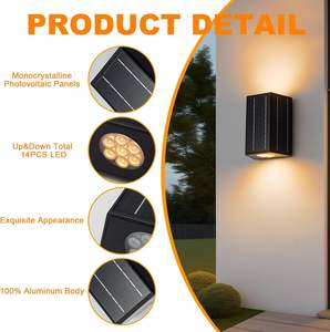 Lampe solaire murale tout-en-un en aluminium à prix avantageux, étanche pour l'extérieur - Product Image 5