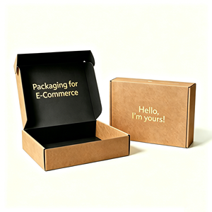 Caja de Cartón Corrugado con Logotipo Personalizado OEM, Caja de Envío Plegable con Lámina Dorada, Embalaje de Papel Reciclable Ecológico para Comercio Electrónico al por Mayor - Product Image 1
