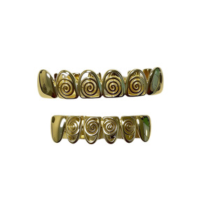Hollow-Out Double-Piece 6-Piece <b>Braces</b> Electroplated With Zirconia Hip Hop Dental Ornaments For <b>Men</b> And Women Unisex Gold Silver - Product Image 5
