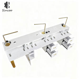 Mesa de Manicura de Estilo Crema Moderno y Lujoso para Salón de Belleza, con Colector de Polvo Integrado de Alta Potencia, Mueble de Madera, Tendencia 2025 - Product Image 4