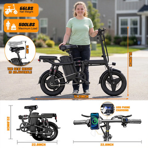 Vélo électrique pliable pour adultes de 14 <span class=keywords><strong>pouces</strong></span>, 750W de puissance maximale, 48V 12Ah, autonomie de 25-30 miles, vitesse maximale de <span class=keywords><strong>24</strong></span> MPH, siège passager, porte-bagages pliable - Product Image 2