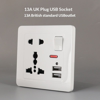 Enchufe de Pared con Puerto USB de Carga Rápida Inteligente Tipo-C de 12W 20W, Enchufe Doble Universal de 13A con Interruptor de Control
