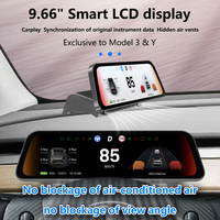 Écran tactile sans fil CarPlay Android Auto pour tableau de bord Tesla Model 3 Y 2021-2023 de 9,66 pouces avec commande de changement de vitesse, TV et USB