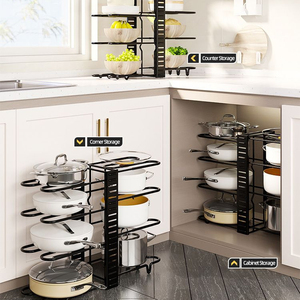 Support de rangement multi-niveaux réglable en fer pour couvercles de casseroles, robuste, pour cuisine, organisateur de couvercles et poêles, support d'armoire - Product Image 3