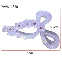 Noeud papillon dégradé avec strass tridimensionnel petite fleur pince à cheveux grand patch acrylique pince à requin en plastique