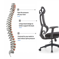 Chaise de bureau ergonomique en maille, dossier haut, appui-tête réglable, pivotante à 360°, roulettes silencieuses, pour ordinateur de bureau