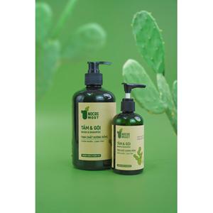 Gel douche liquide vert 2 en 1, shampoing et gel douche, gel douche aux herbes, extrait naturel de cactus, menthe poivrée, nettoyage en profondeur, 150 ml, Vietnam - Product Image 5