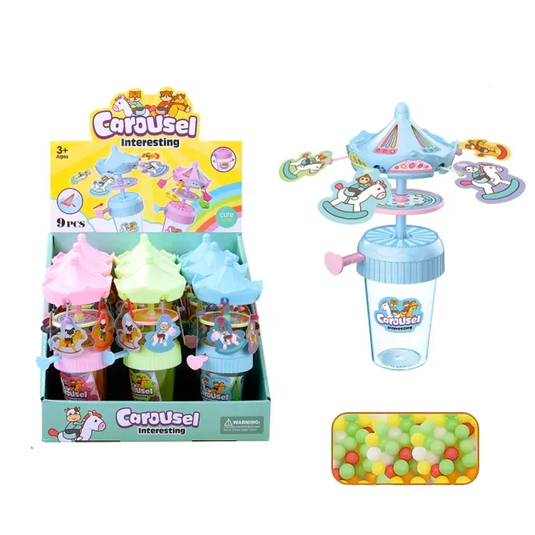 Fabrik direkt Kunststoff Cartoon Stick Karussell Spielzeug Elektrischer Mini Toy Fan Mit Blinklicht Candy Toy