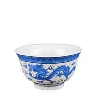 Bol à thé tibétain de style chinois de 4 pouces en céramique, motif double dragon, pour la danse du vin et l'offrande des huit trésors, idéal pour la soupe domestique