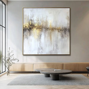 Creativo lienzo hecho a mano minimalista texturizado oro blanco pared arte decoración del hogar pintura decorativa <span class=keywords><strong>de</strong></span> lujo - Product Image 6