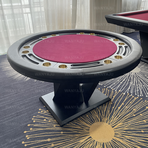 Table de poker professionnelle haut de gamme moderne ronde 6 8 10 places sur mesure en velours suédé avec porte-gobelets en acier esthétique premium - Product Image 6