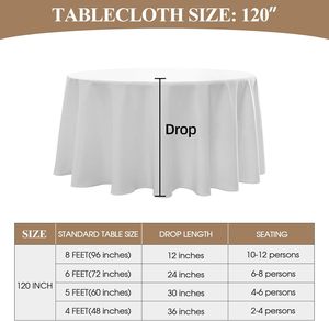 Tienda de fábrica, cubierta de mesa de poliéster lavable de 120 pulgadas, mantel redondo decorativo para boda, fiesta, comedor, banquete - Product Image 3