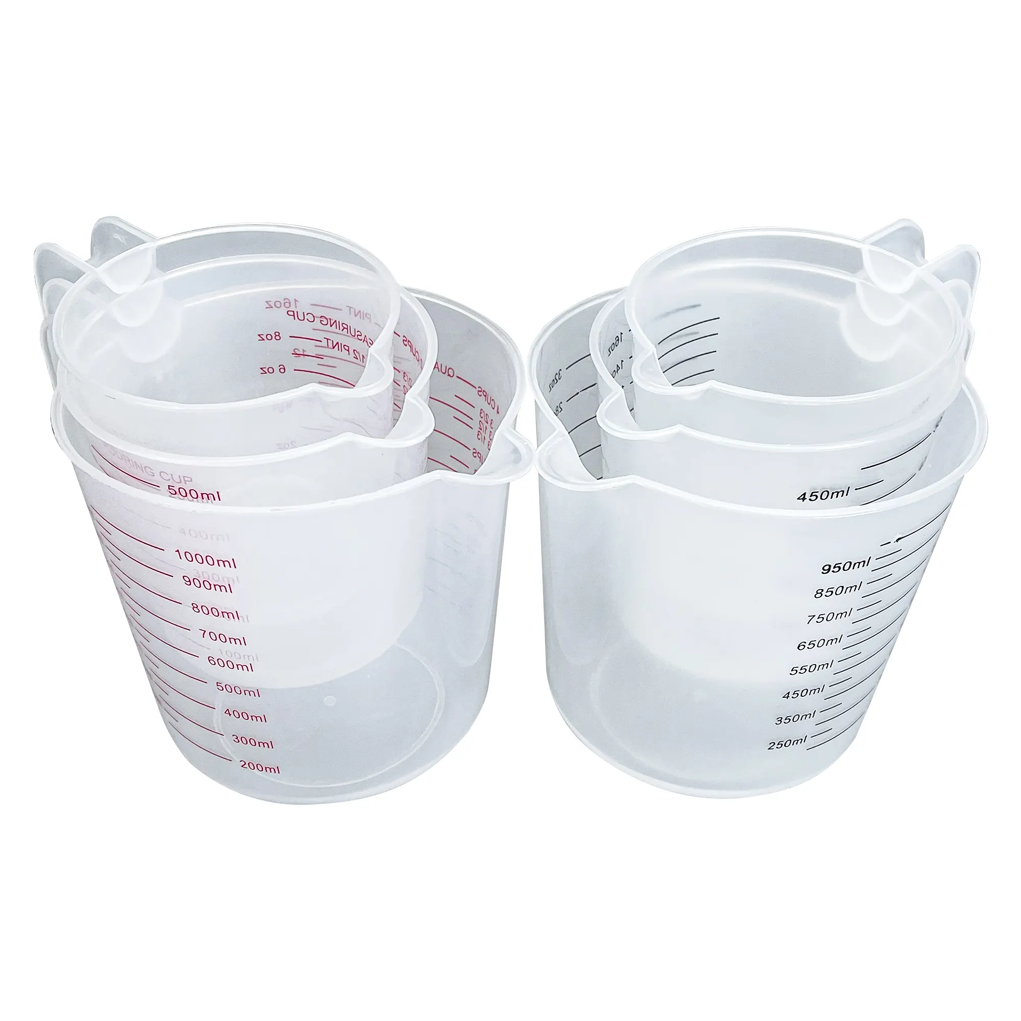 Messbecherset 250ml/500ml/1000ml Clear Plastic Measuring Cups with Handle