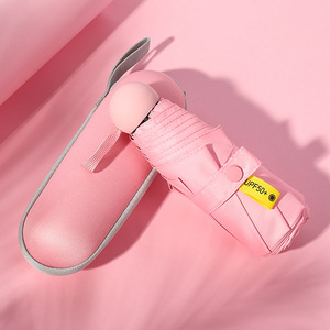 Bán buôn siêu nhỏ 5 gấp viên nang ô UPF 50 + Macaron màu kích thước nhỏ túi dù che Hướng dẫn sử dụng EVA trường hợp kinh doanh Quà Tặng - Product Image 5