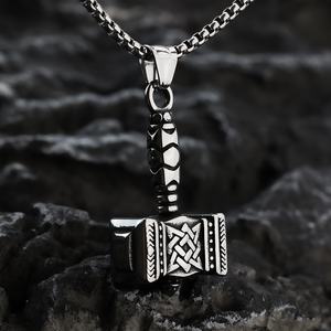Colliers pendentifs personnalisés en acier inoxydable Yunnique, breloques Viking Mjolnir Marteau Nœud Celtique Mythologie Nordique Vintage pour Hommes - Product Image 4