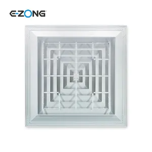 Diffuseur d'air d'alimentation 4 voies de haute qualité Abs Diffuseur d'air carré de plafond pour la ventilation HVAC