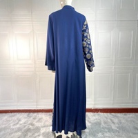 Robe Kaftan Abaya brodée pour femmes, imprimé floral, manches longues, polyester, strass, robe longue élégante pour femmes musulmanes