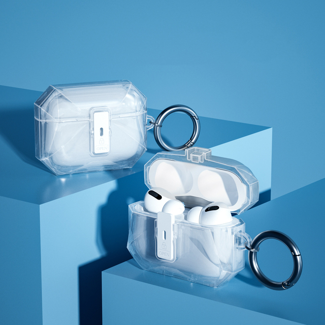 Safety Lock Design Auto Pops up Shockproof Clear Protective Earphone Cover case for Airpods Pro 3 2
