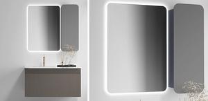 Mobile Bagno Sospeso Neo Luxury Grigio Scanalato con Lavabo, Specchio LED Smart e Mobiletto con Chiusura Ammortizzata - Product Image 3