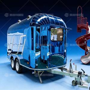 Trailer Makanan Mobile Multifungsi Bahan Stainless Steel untuk Luar Ruangan, Kombinasi Oven Pizza dan Peralatan Masak Lengkap, Cocok untuk Jajanan, Keripik, Anti Karat - Product Image 3