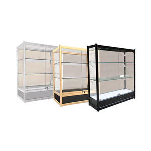 Vitrine en verre et aluminium à vision complète pour l'affichage, comptoir en verre avec éclairage LED, porte coulissante, <span class=keywords><strong>boutique</strong></span>, vin rouge, vitrine à bijoux - Product Image 1