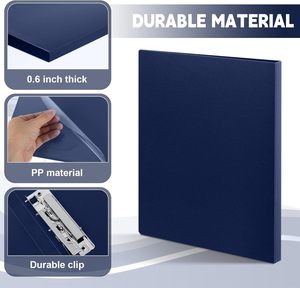 Raccoglitore ad anelli senza fori 8.5 * 11 pollici con tasca, clip in metallo flessibile e copertina in polietilene per lavoro e scuola - Product Image 3