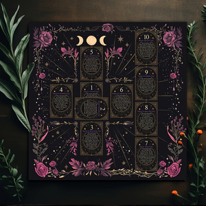 Hot Sale 75*75CM Retro Butterfly Moth Moon Phase Altar Tablecloth <strong>Black</strong> Oracle <strong>Table</strong> Mat Square Polyester - Product Image 3