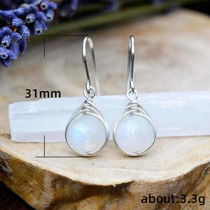 E540 White <b>Crystal</b> Earrings 925 Silver <b>Water</b> Drop Bezel Setting Minimalist Women's Everyday Wear - Product Image 6
