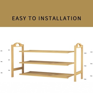 Lianheng <b>Shoe</b> Rack Three Layer Bamboo Standing Entryway <b>Storage</b> <b>Space</b> <b>Saving</b> Simple Design for Home Indoor Use - Product Image 4